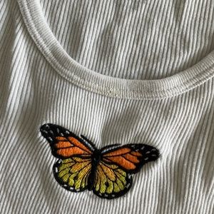 Brandy Melville Top | Butterfly Embroidered